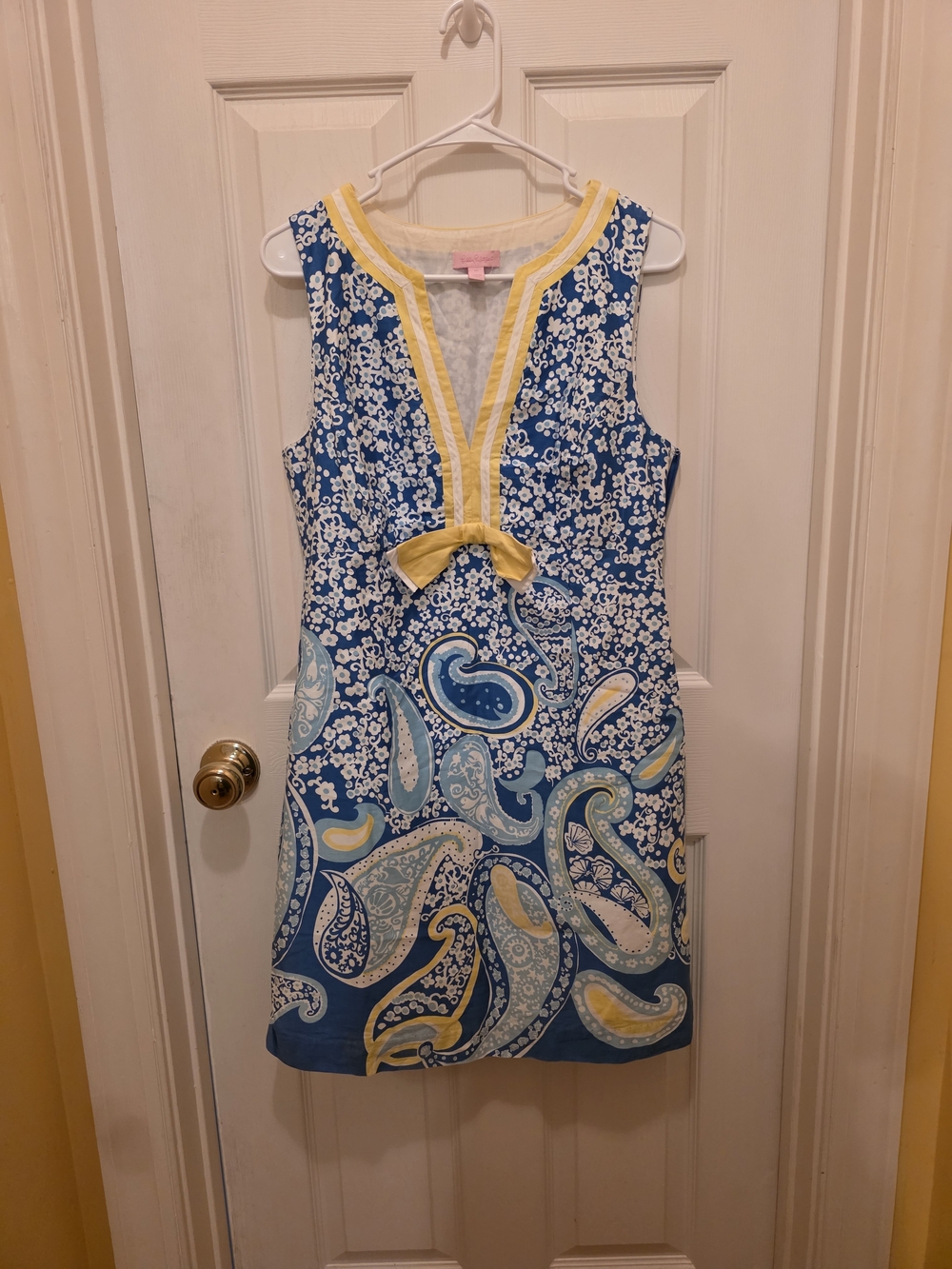 Lilly Pulitzer Yellow and Blue Paisley Sleeveless Dress
